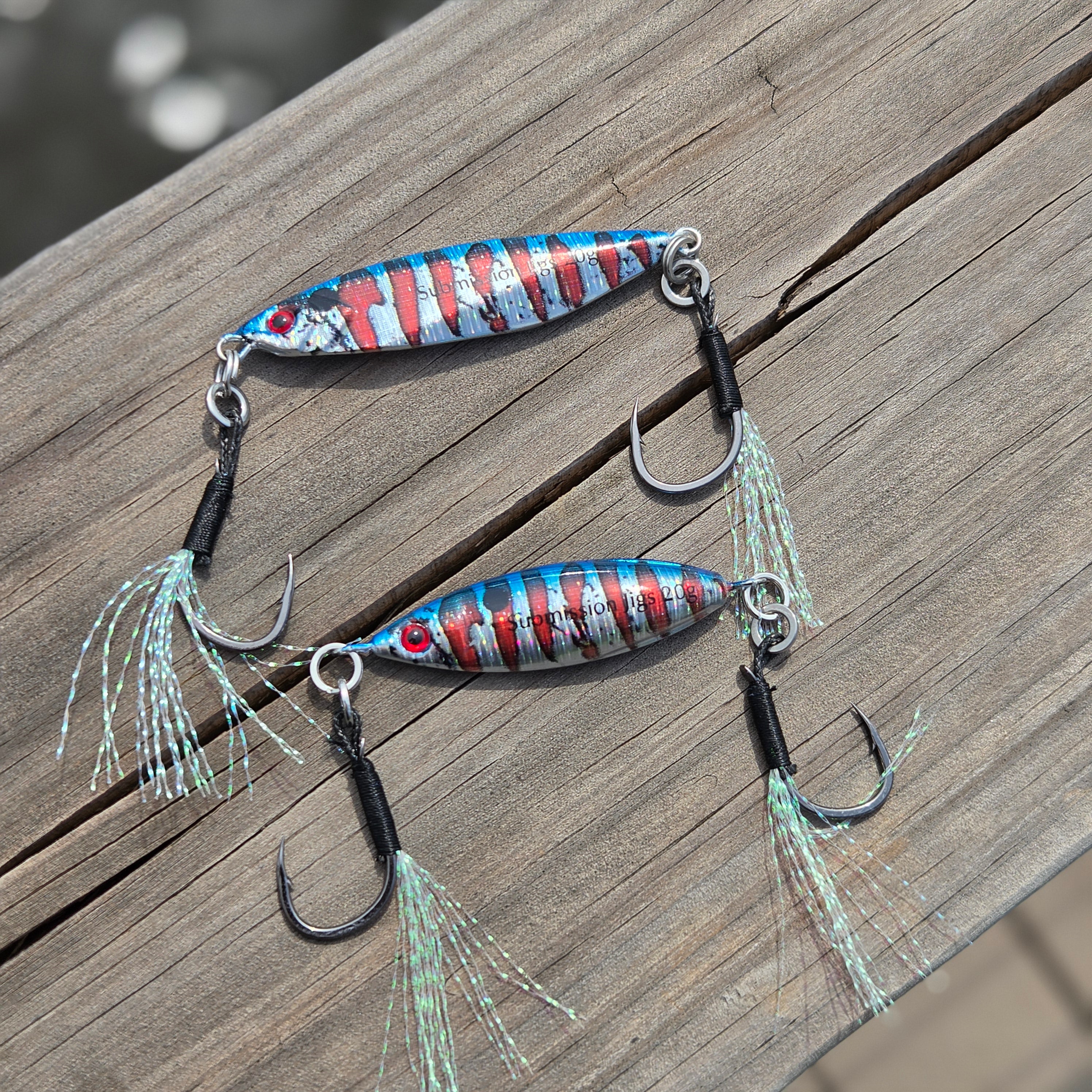 fish chasing jig lure SaltX Slow Pitch Johnny Jigs Long Casting Jig Cast It Submission Fishing Co - Slow