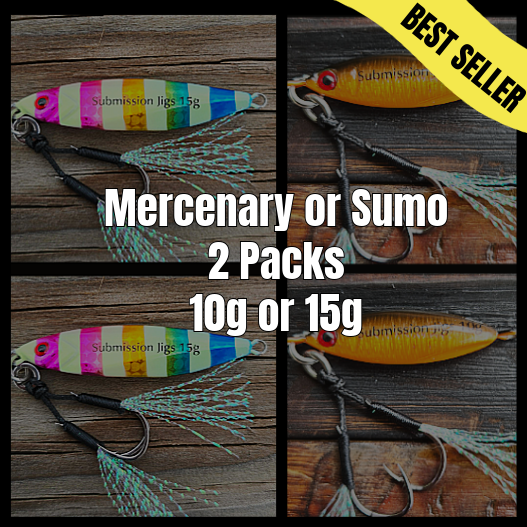 Slow pitch jigs Mercenary fishing tackle 2 pack 10g 15g saltwater jigs with assist hooks