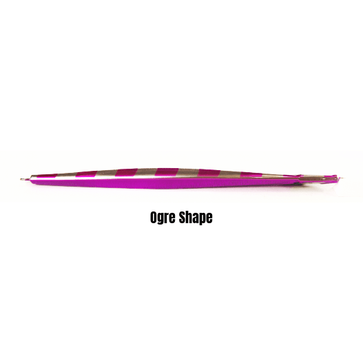 Side profile of the Submission Fishing Ogre Jr slow pitch jig showing the Ogre body shape and slim profile.